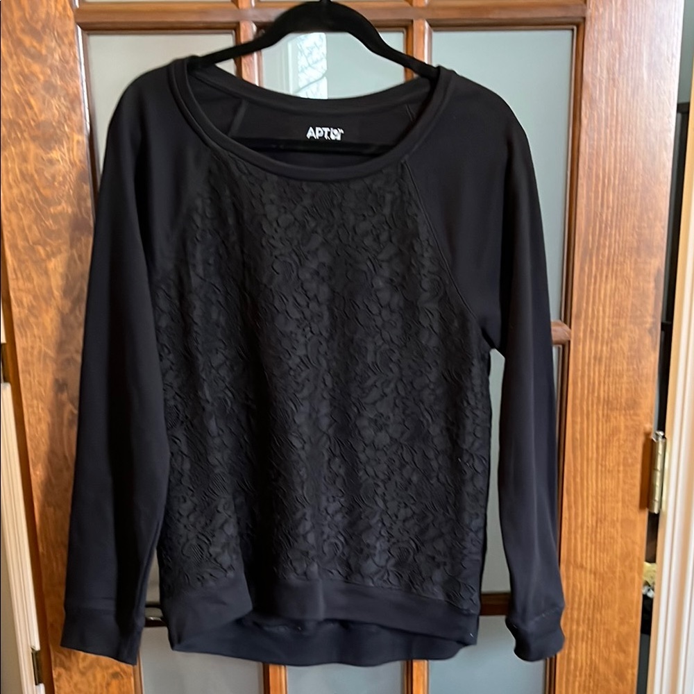 Black Lace Detail Sweatshirt